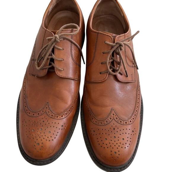 Johnston & Murphy Men’s Brown Leather Wing Tip Dress Shoes - Picture 1 of 5